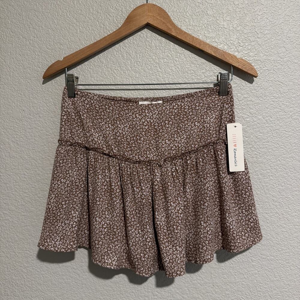 NEW Urban Romantics Skirt Babydoll 90s Y2K Fairy Built In Shorts Beige Tiered S